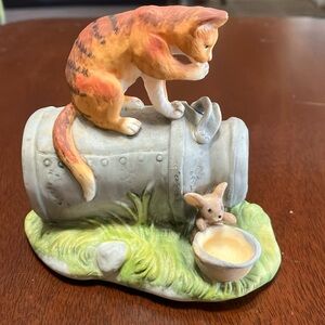 Vintage Lefton, cat and mouse figure